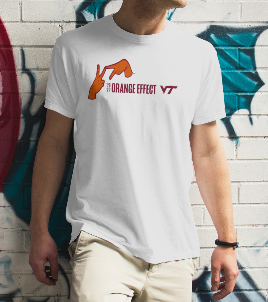 Virginia Tech Hokies 2026 2027 Orange Effect Hand Sign VT T-Shirt