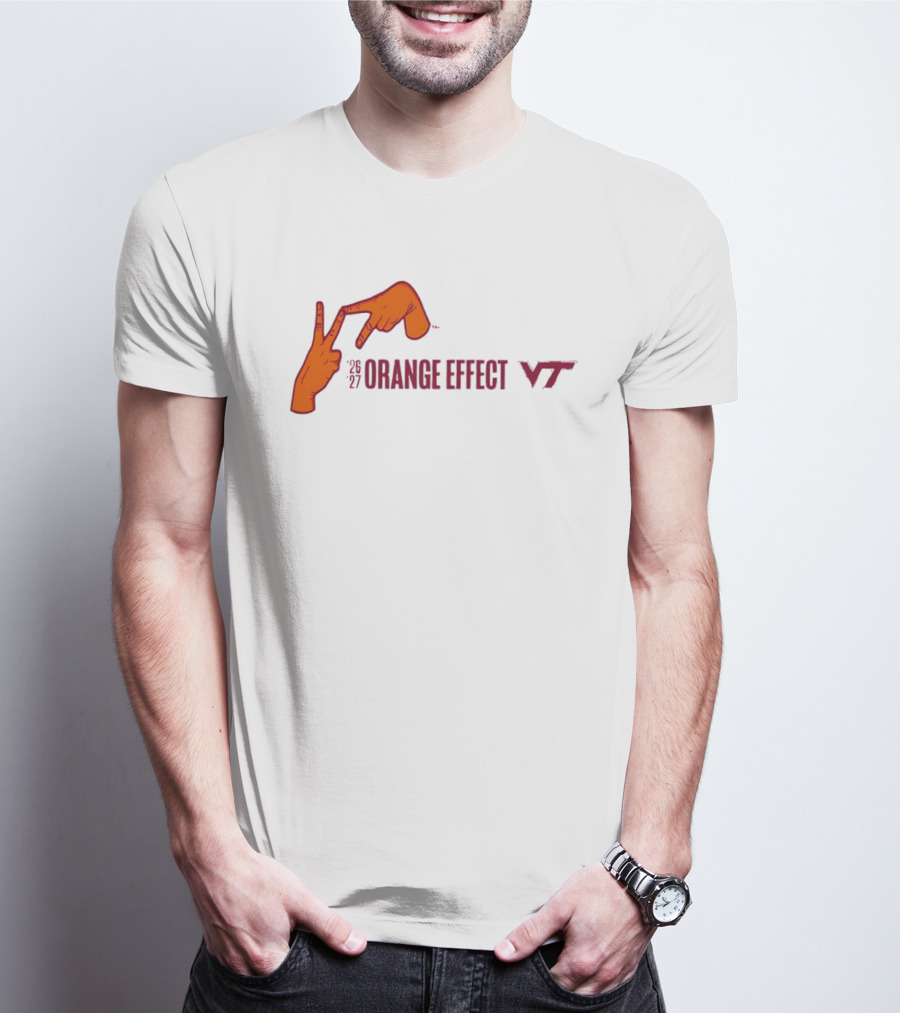 Virginia Tech Hokies 2026 2027 Orange Effect Hand Sign VT T-Shirt