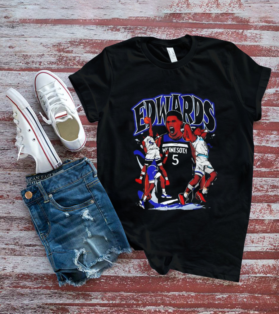 Edwards Minnesota 5 Anime Basketball Sports T-Shirt