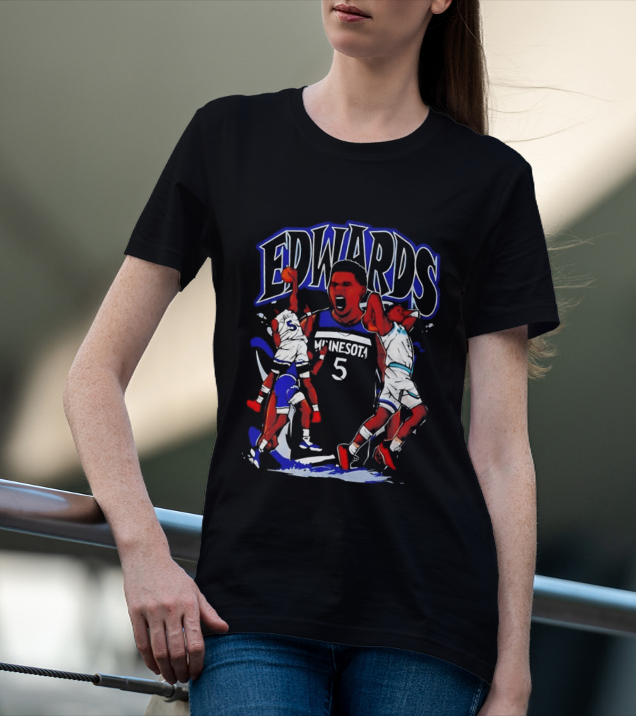 Edwards Minnesota 5 Anime Basketball Sports T-Shirt