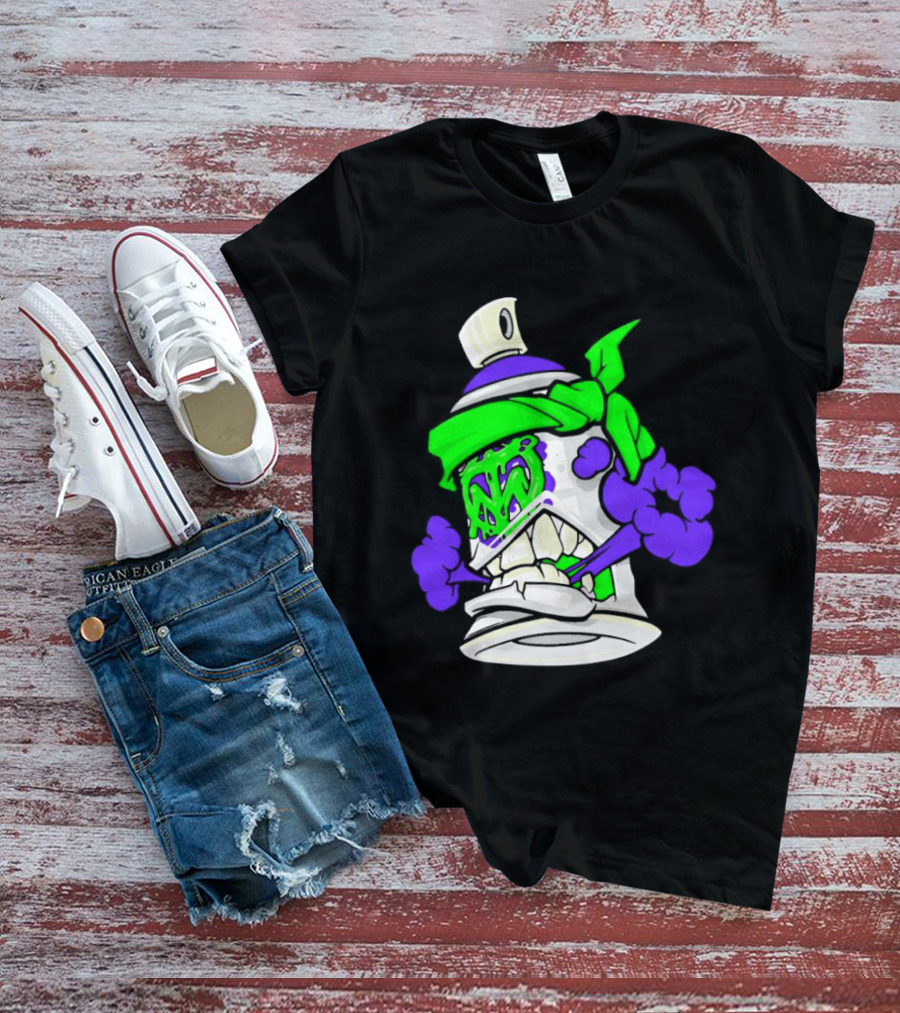 Trey Miguel Graffiti Spray Paint Can Cartoon Bandana T-Shirt