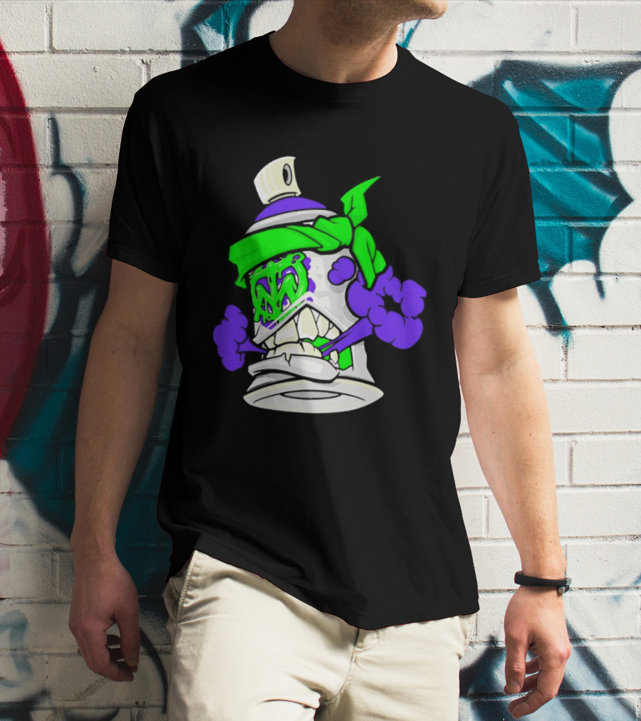 Trey Miguel Graffiti Spray Paint Can Cartoon Bandana T-Shirt