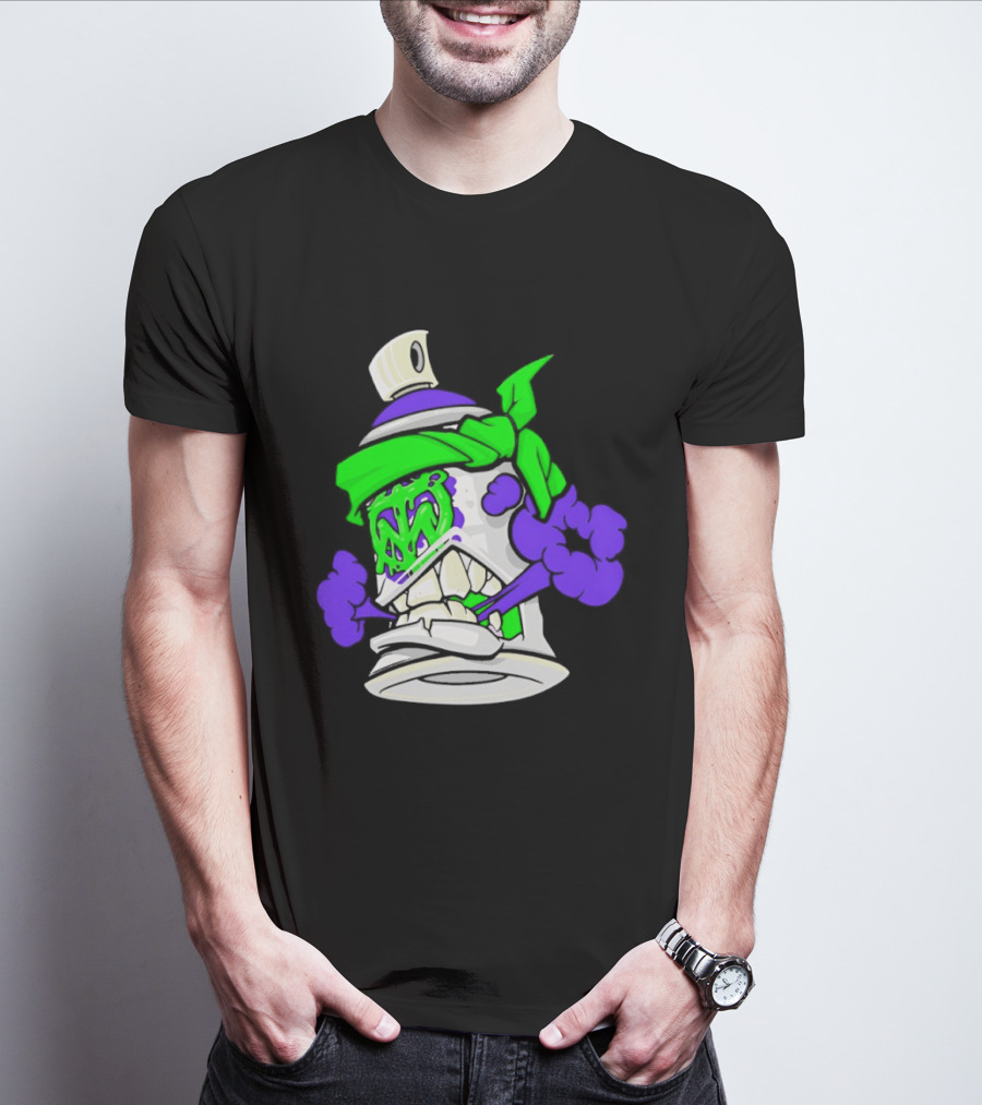 Trey Miguel Graffiti Spray Paint Can Cartoon Bandana T-Shirt