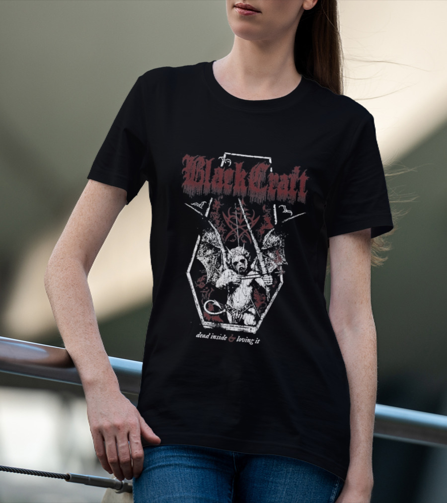 BlackCraft Dead Inside And Loving It Skeleton Coffin Occult Aesthetic T-Shirt