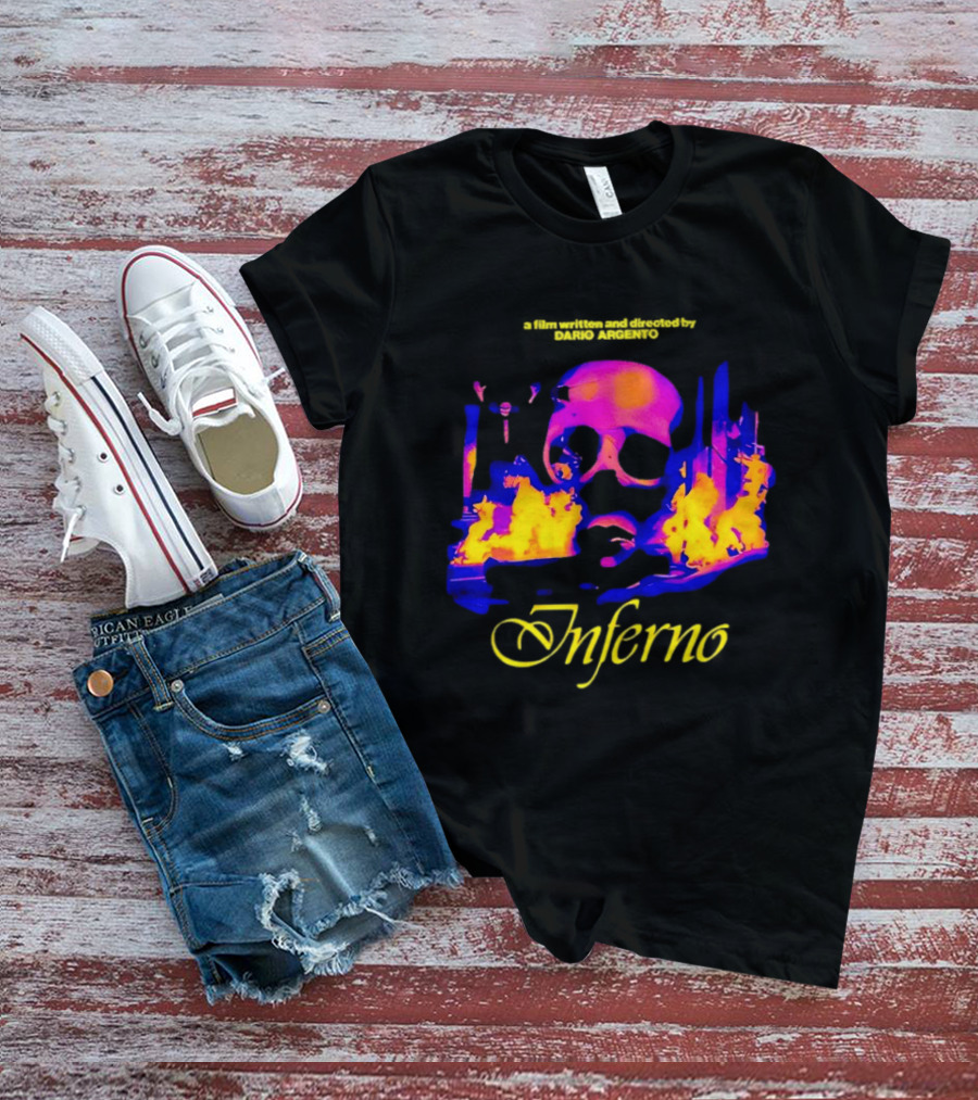 Inferno 80s Horror Skull Flames Psychedelic T-Shirt