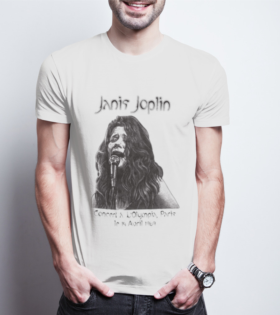 Janis Joplin Olympia Paris Concert Live Performance 1970s T-Shirt