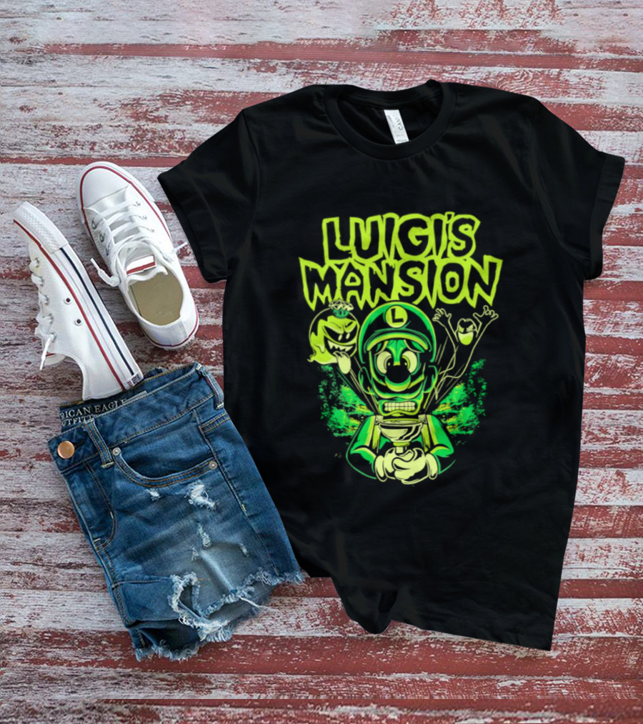 Luigi's Mansion Mario Game Character Neon Ghost T-Shirt