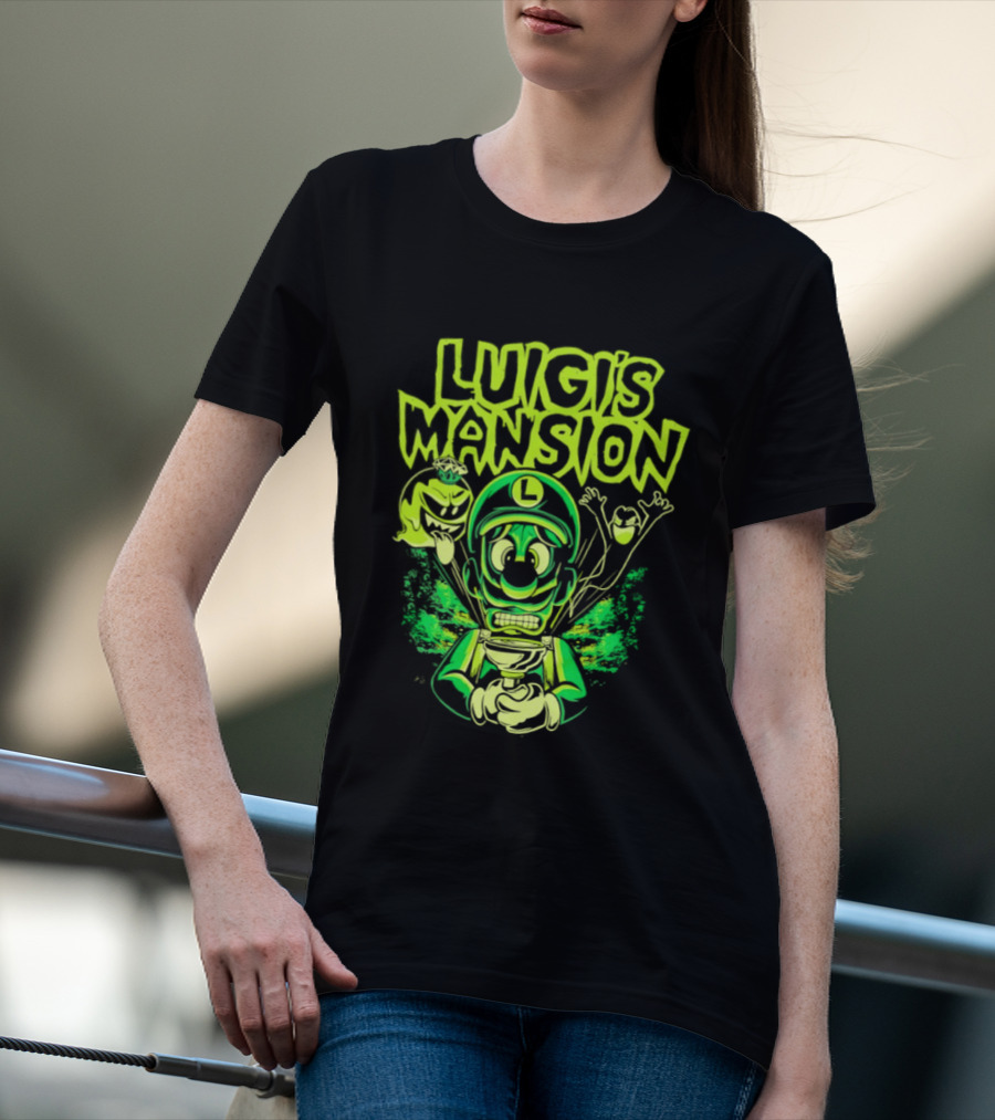 Luigi's Mansion Mario Game Character Neon Ghost T-Shirt