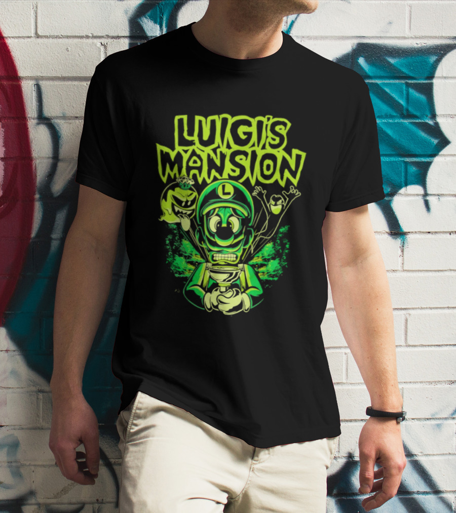 Luigi's Mansion Mario Game Character Neon Ghost T-Shirt