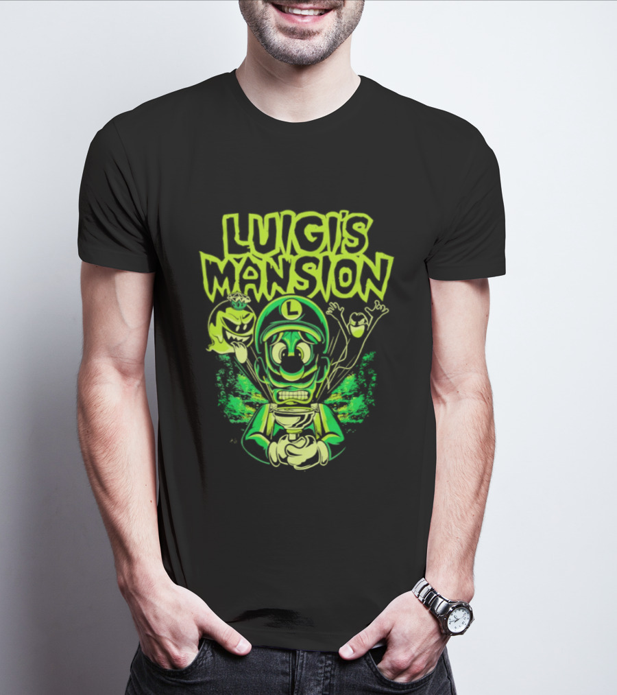Luigi's Mansion Mario Game Character Neon Ghost T-Shirt
