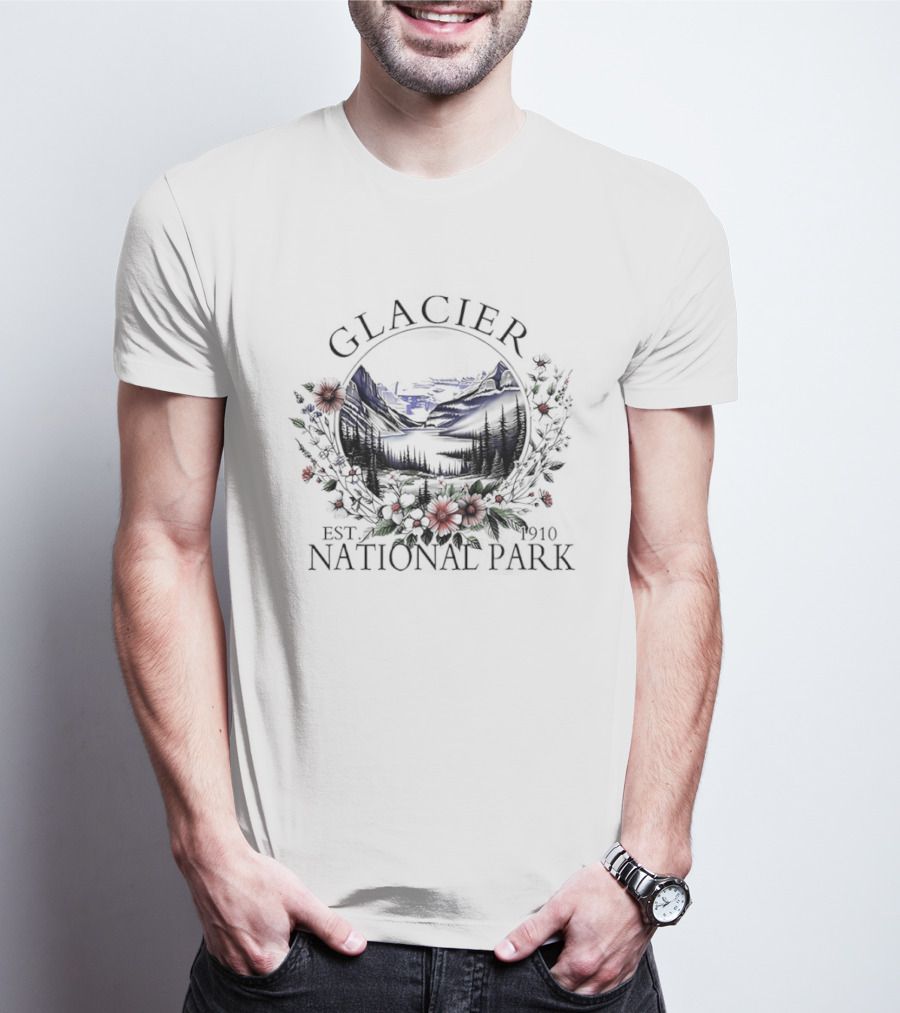 Glacier National Park Scenic Hiking Adventure Est 1910 T-Shirt