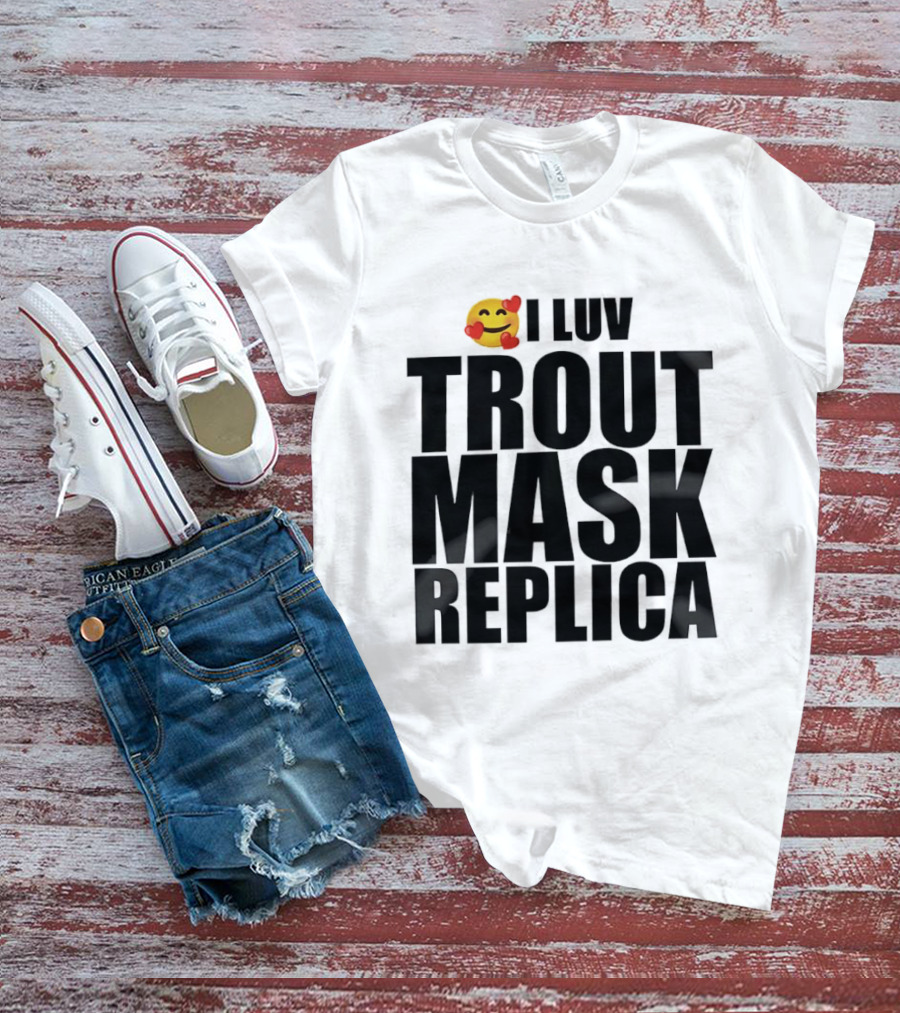 I Luv Trout Mask Replica Emoji Hearts T-Shirt