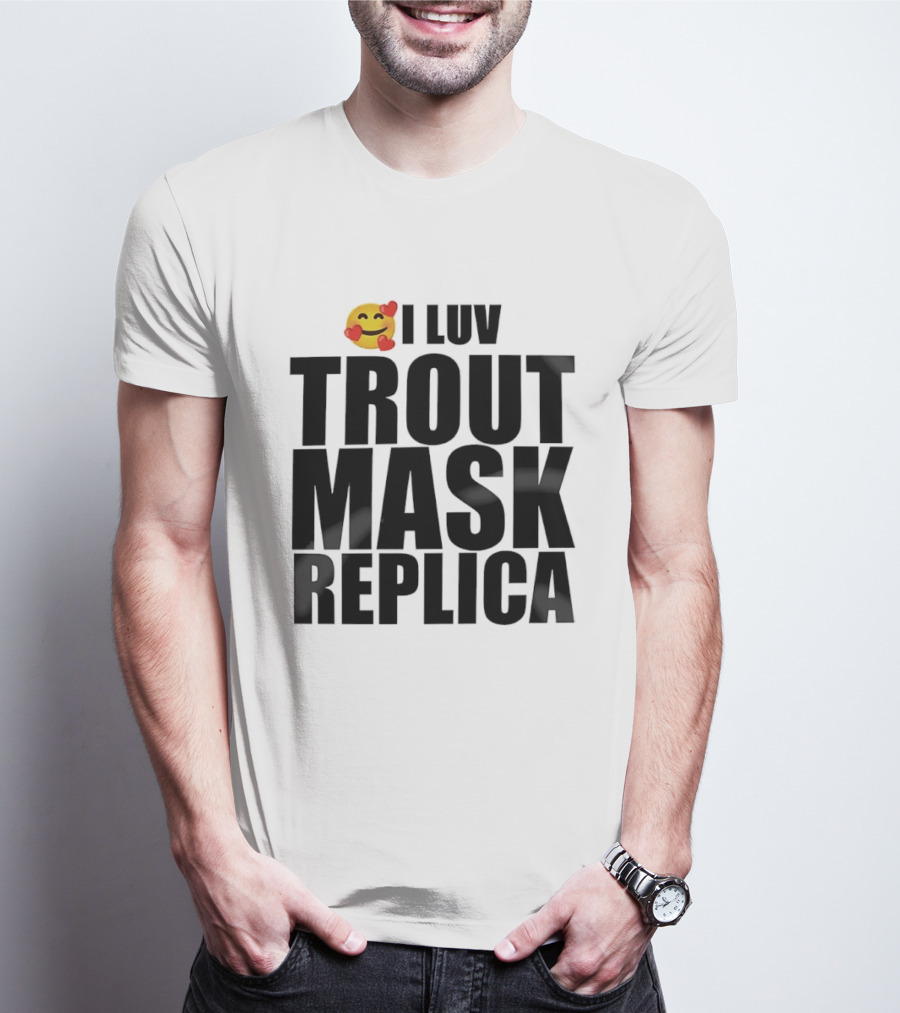 I Luv Trout Mask Replica Emoji Hearts T-Shirt