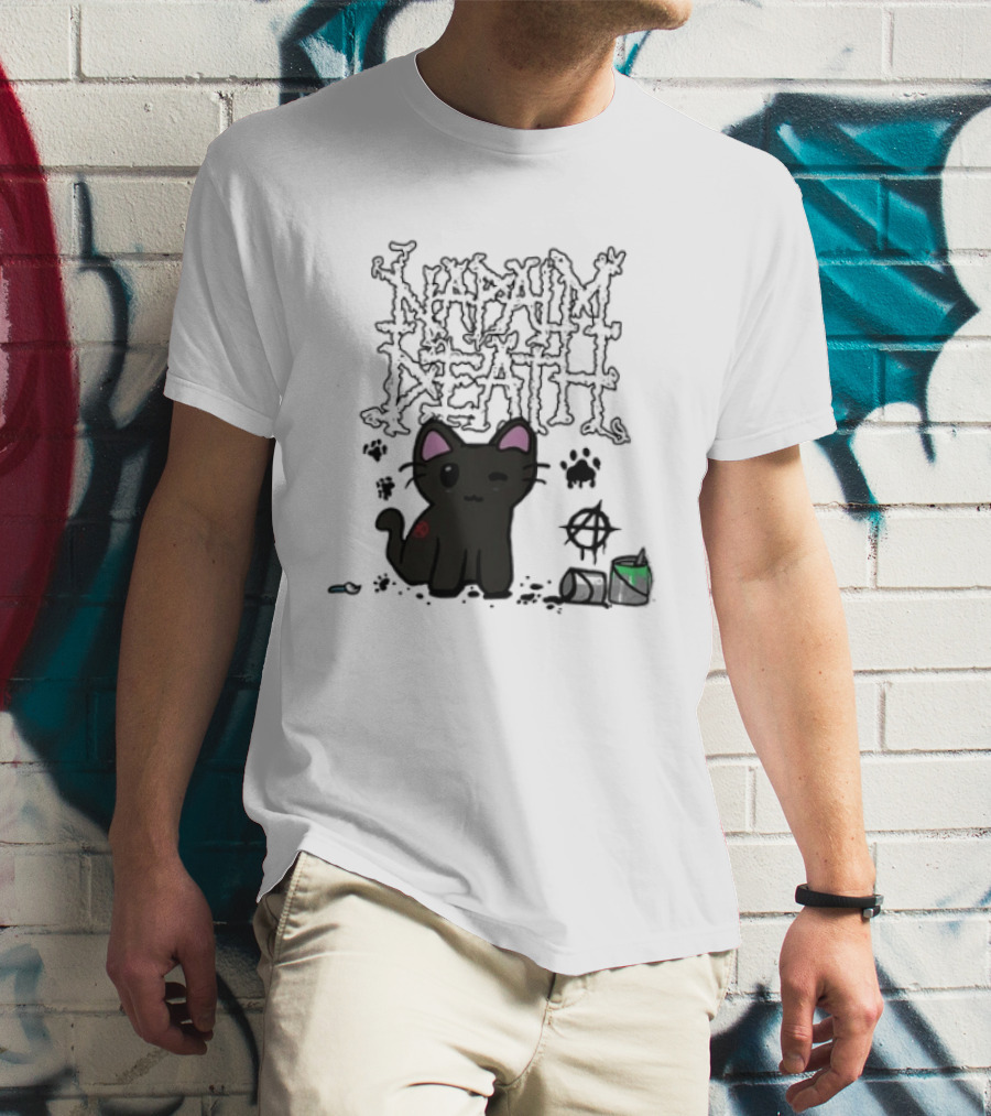 Napalm Death There Is No Authority But Cats Black Cat T-Shirt