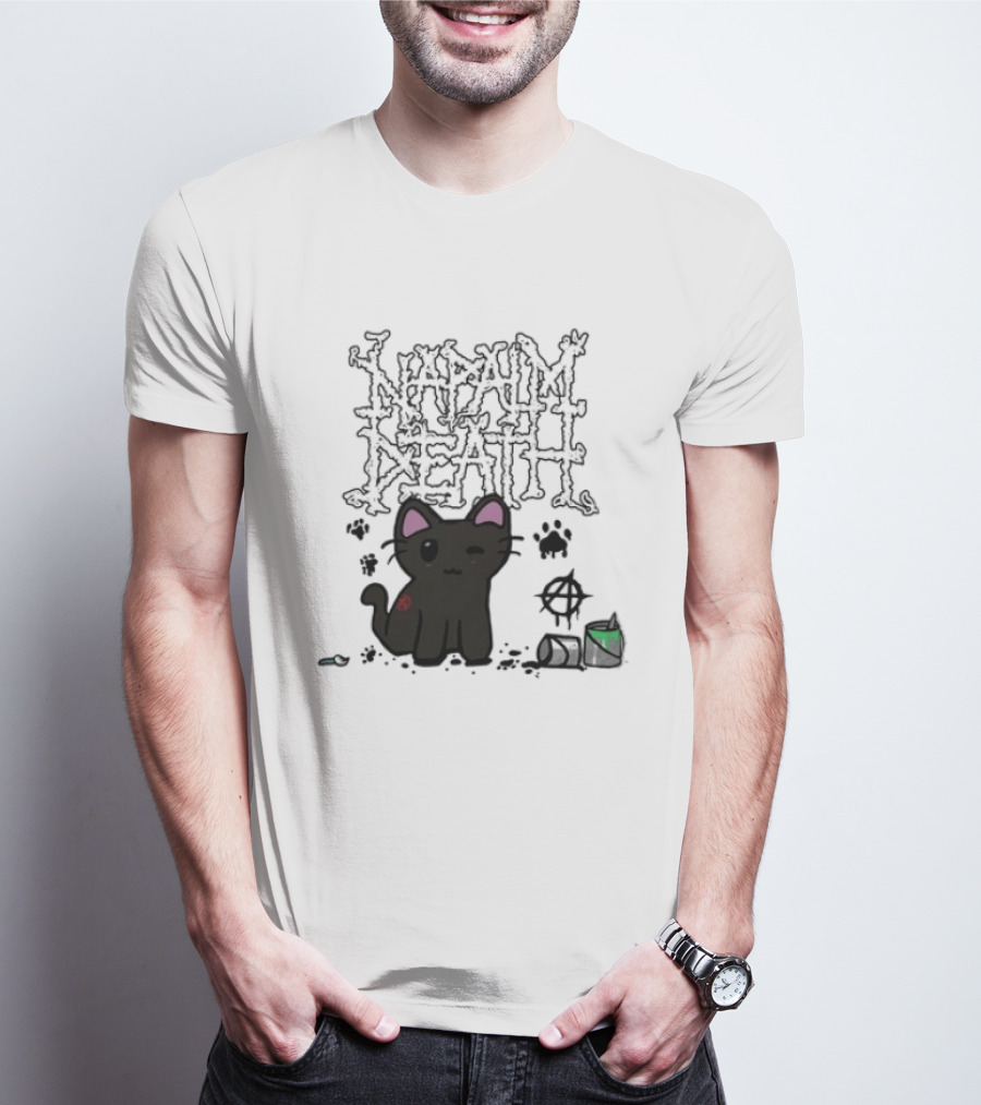 Napalm Death There Is No Authority But Cats Black Cat T-Shirt