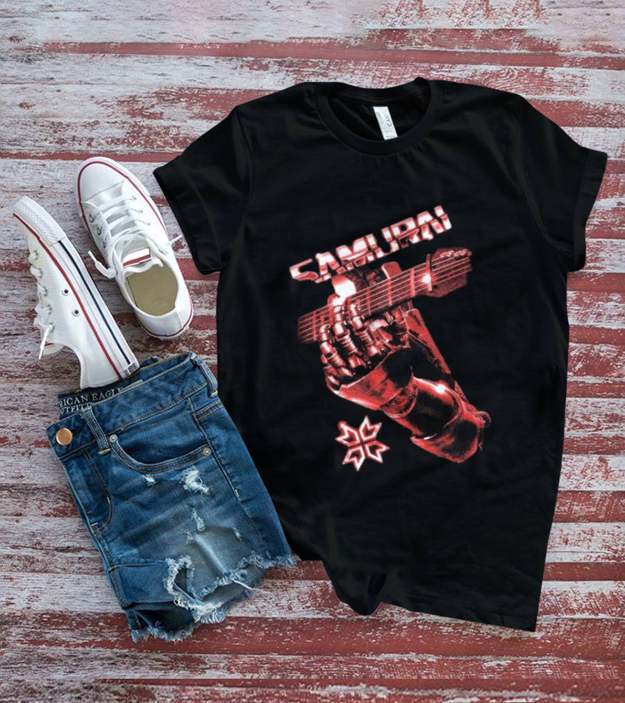 Samurai Cyberpunk 2077 Metallic Hand Guitar T-Shirt