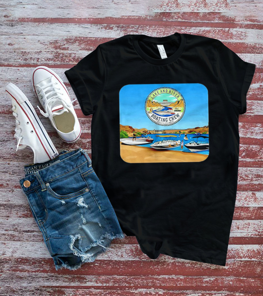 Lake And River Boating Crew With Boats Jet Ski E Foil Adventure Scene T-Shirt