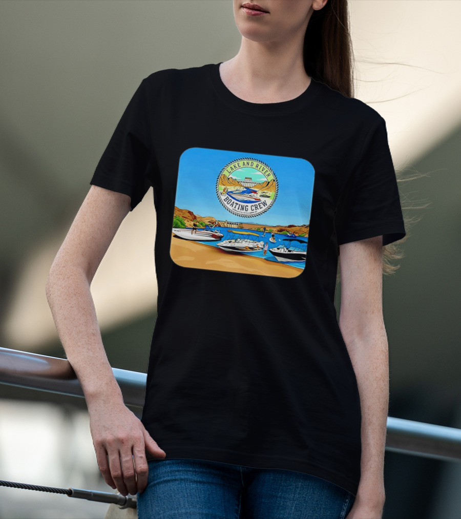 Lake And River Boating Crew With Boats Jet Ski E Foil Adventure Scene T-Shirt