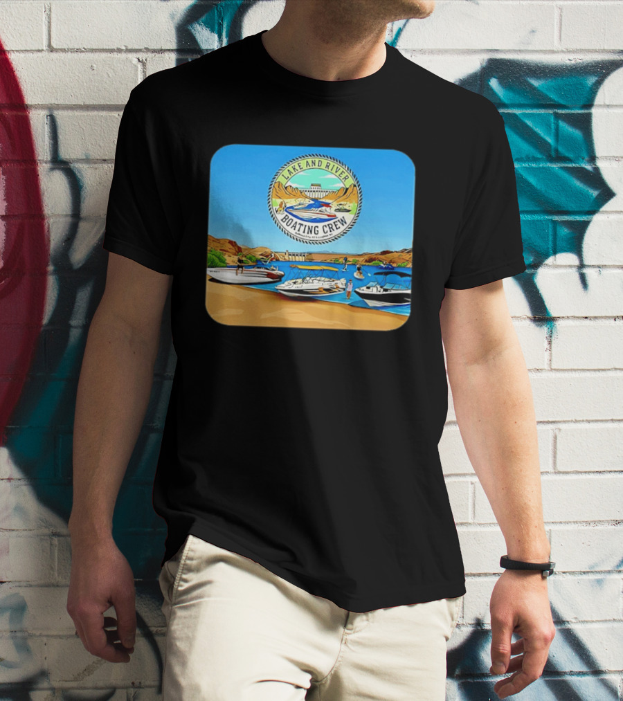 Lake And River Boating Crew With Boats Jet Ski E Foil Adventure Scene T-Shirt
