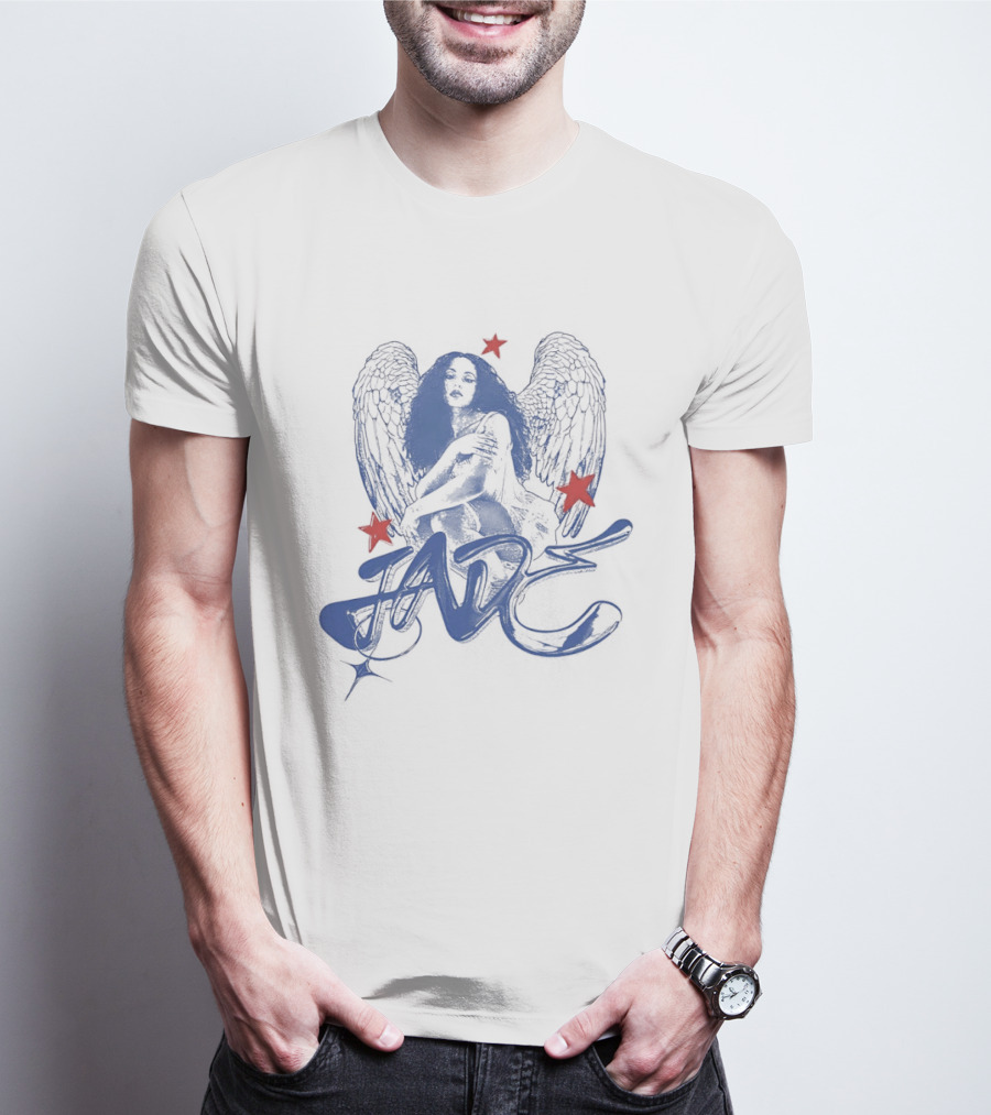 Jade Wings Blue Angel And Red Stars T-Shirt