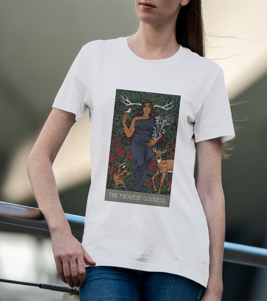 The Midwest Goddess XVI Antlered Deity With Nature T-Shirt