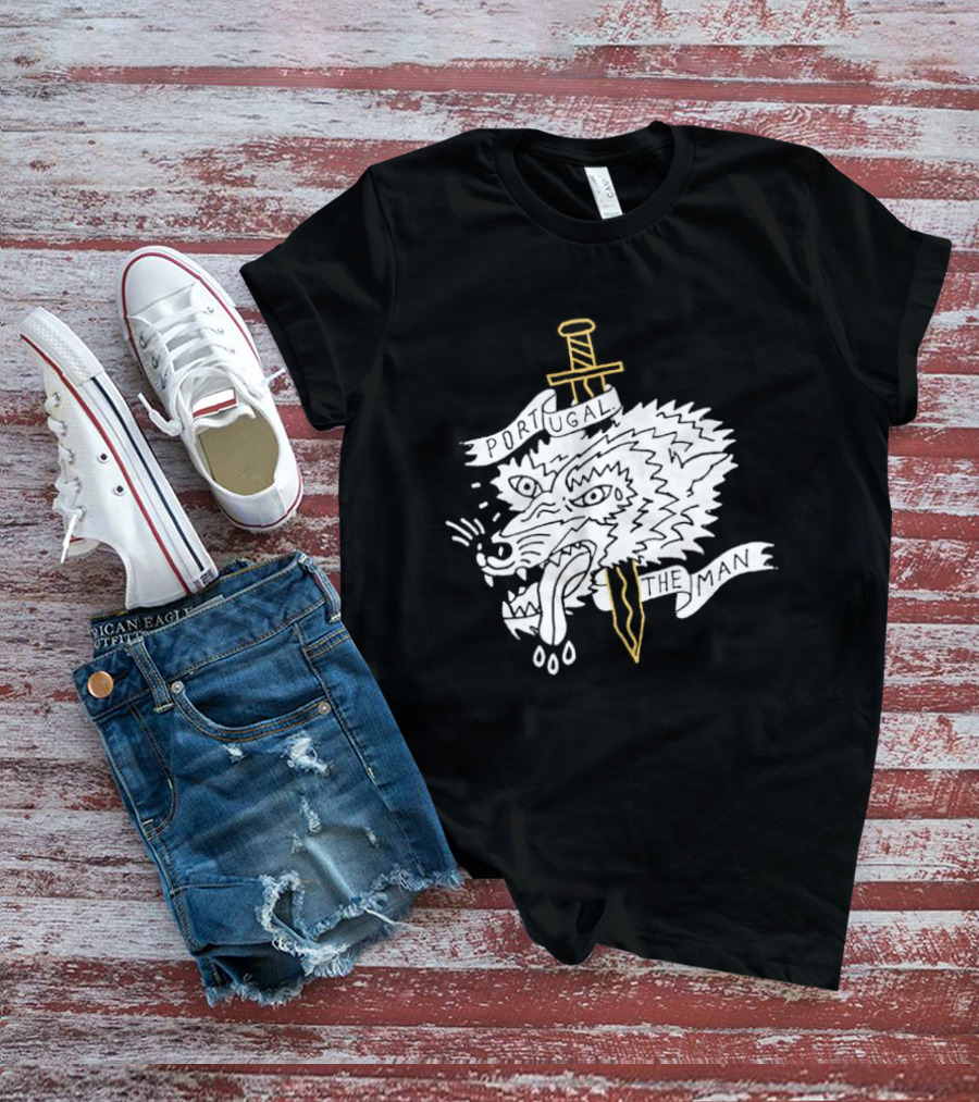 Portugal The Man Wolf Head Sword And Banner T-Shirt