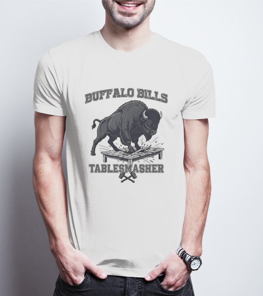Buffalo Bills Table Smasher Buffalo Jumping Over Table T-Shirt