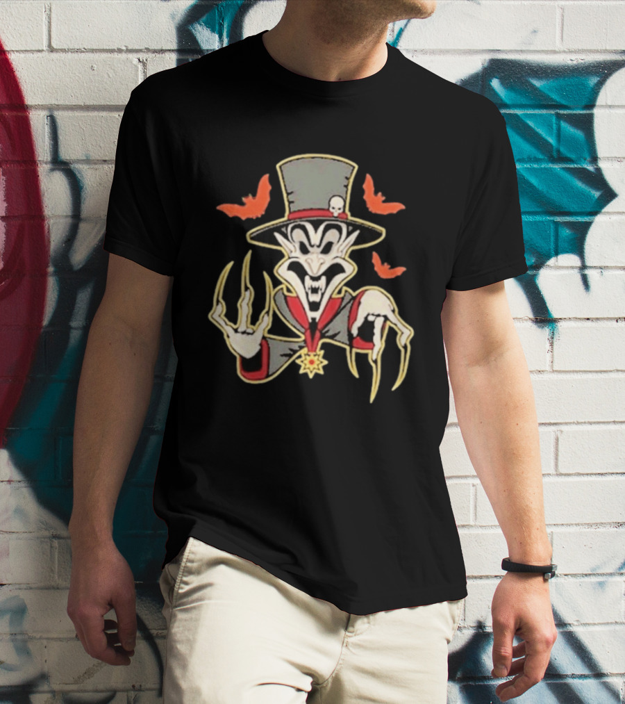 Insane Clown Posse Ringmaster Clown Top Hat Skeleton Bat Claws T-Shirt