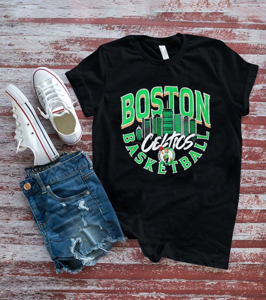 Boston Celtics Basketball City Skyline T-Shirt