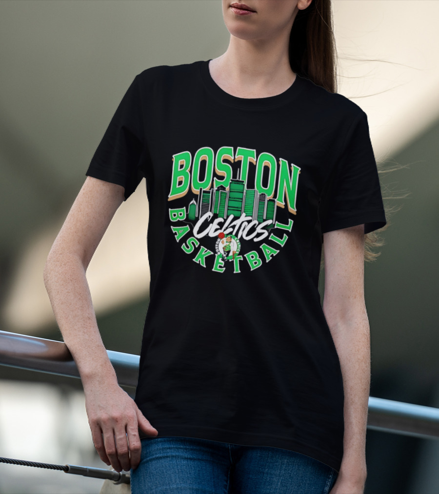Boston Celtics Basketball City Skyline T-Shirt