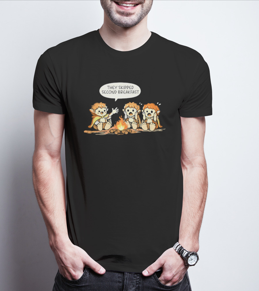 Elf Campfire Skipped Second Breakfast Conversation Scene T-Shirt