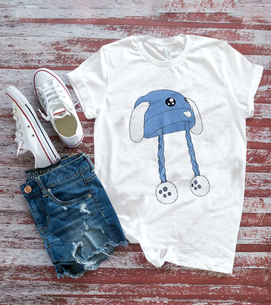 Liam Ramos Cute Kawaii Bunny Ears Blue Winter Hat T-Shirt
