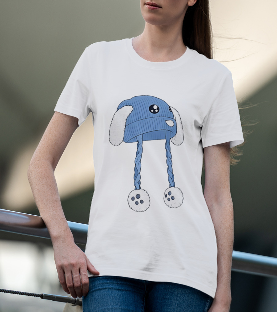Liam Ramos Cute Kawaii Bunny Ears Blue Winter Hat T-Shirt