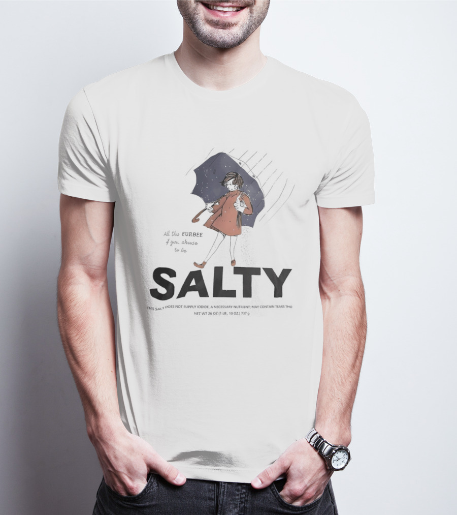 Salty Umbrella Girl In Rain Red Coat T-Shirt
