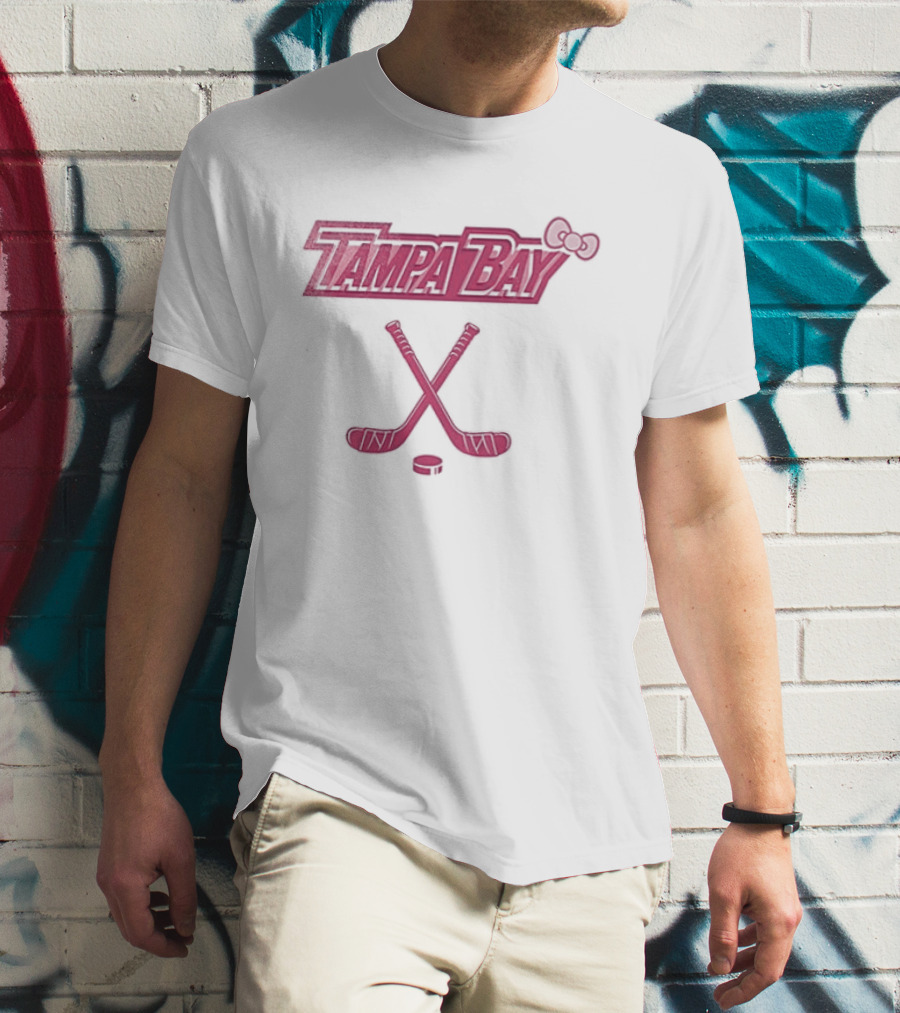 Tampa Bay Lightning Hello Kitty Crossed Hockey Sticks Bow T-Shirt