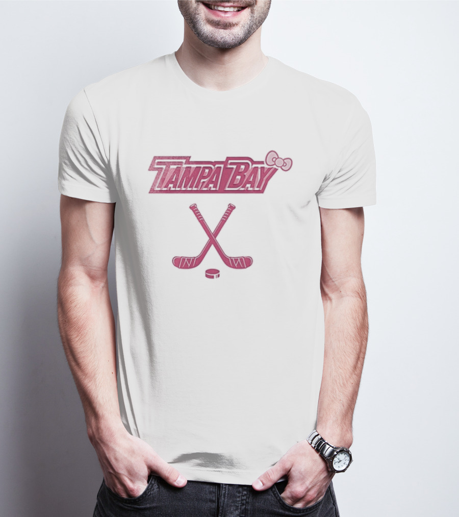 Tampa Bay Lightning Hello Kitty Crossed Hockey Sticks Bow T-Shirt
