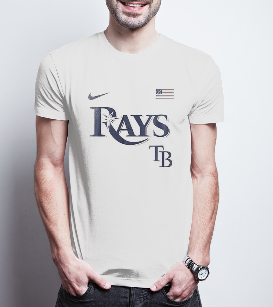 Tampa Bay Rays Nike TB American Flag 250th Anniversary USA Baseball T-Shirt