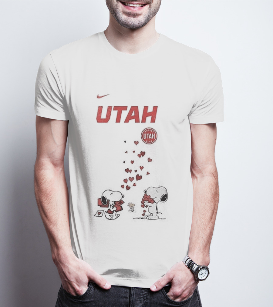Utah Mammoth Snoopy Valentine Hearts Love U.S. T-Shirt