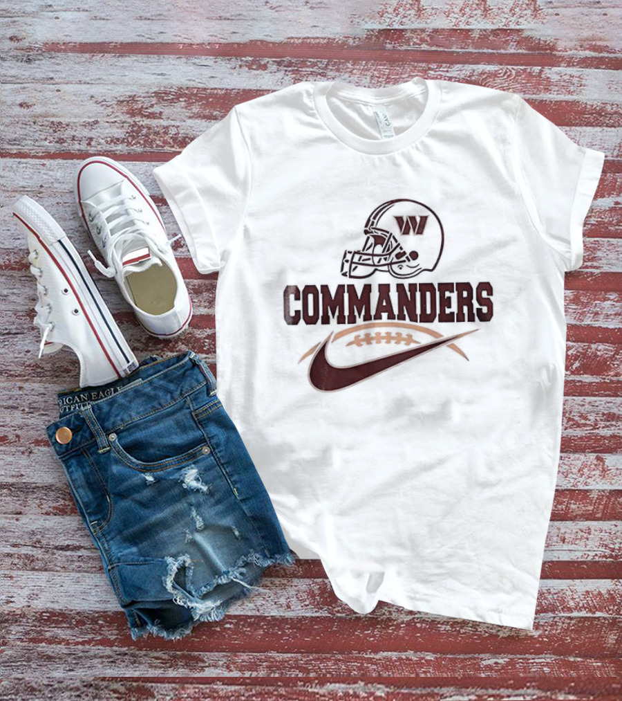 Washington Commanders Football Helmet Nike Swoosh T-Shirt