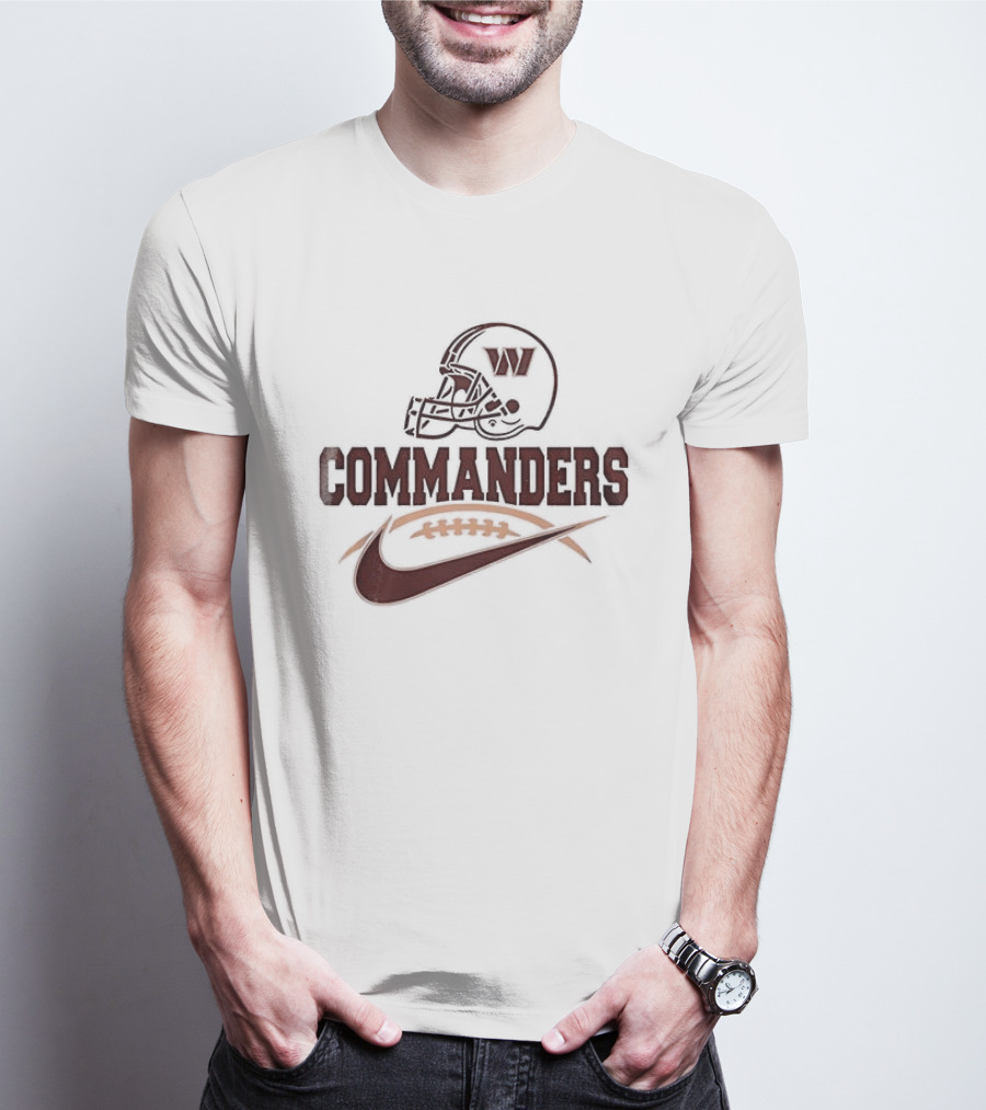 Washington Commanders Football Helmet Nike Swoosh T-Shirt