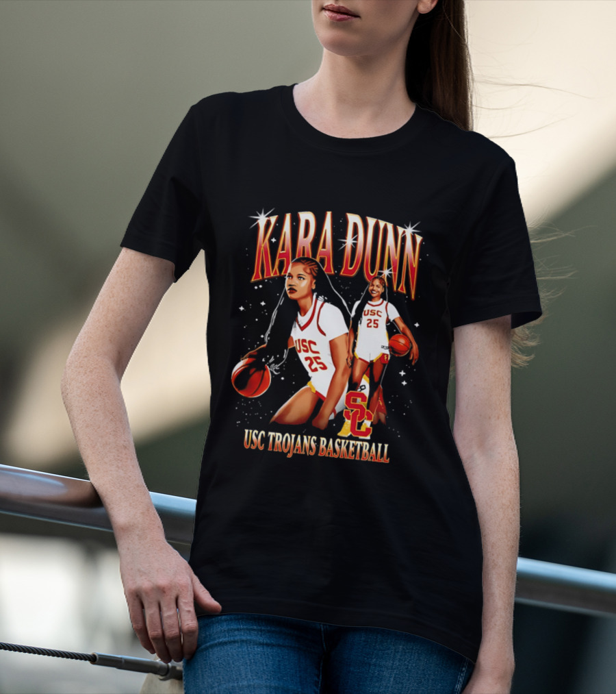 Kara Dunn USC Trojans Basketball Player Collage With Jersey 25 And Iconic SC T-Shirt