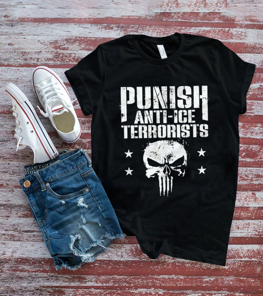 Punish Anti Ice Terrorists Skull Stars T-Shirt
