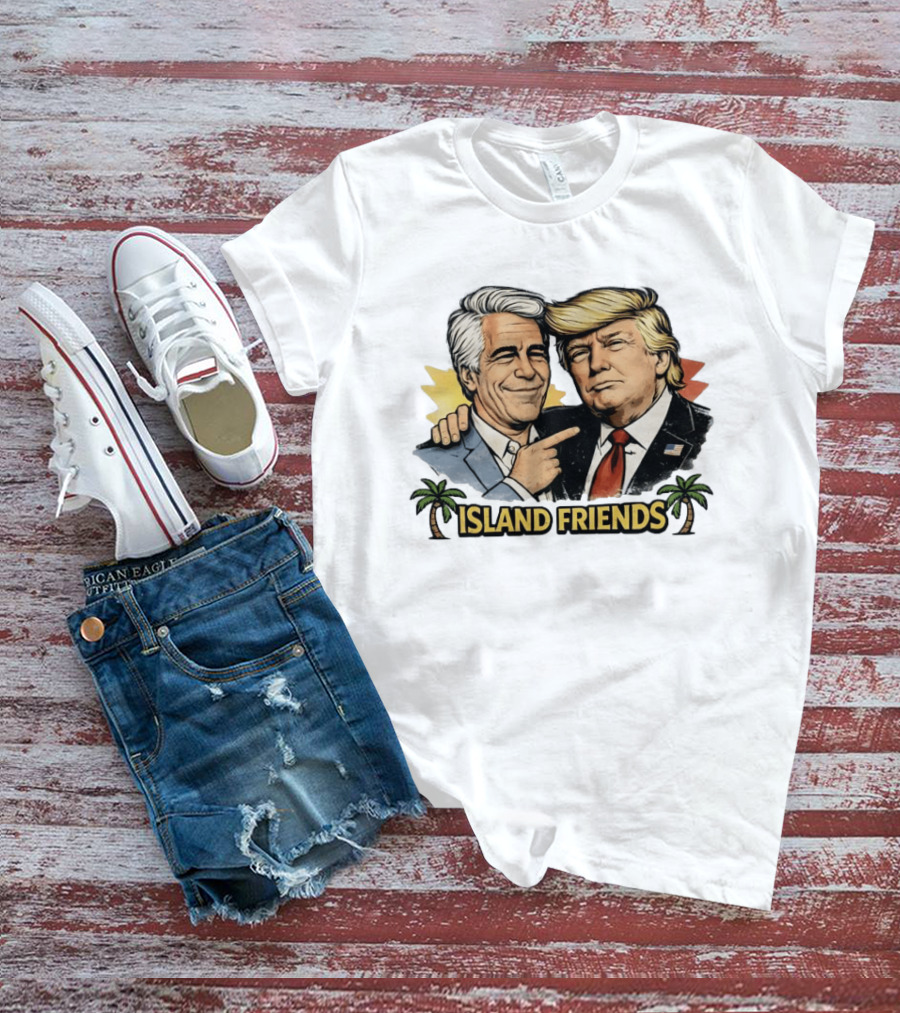 Trump And Epstein Island Friends Iconic Duo With Tropical Palm T-Shirt