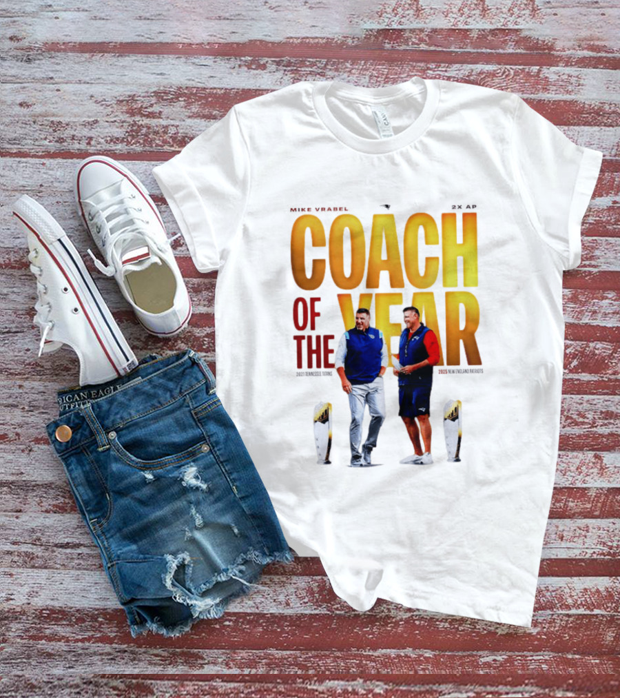 Mike Vrabel Coach Of The Year Highlight With Trophy T-Shirt
