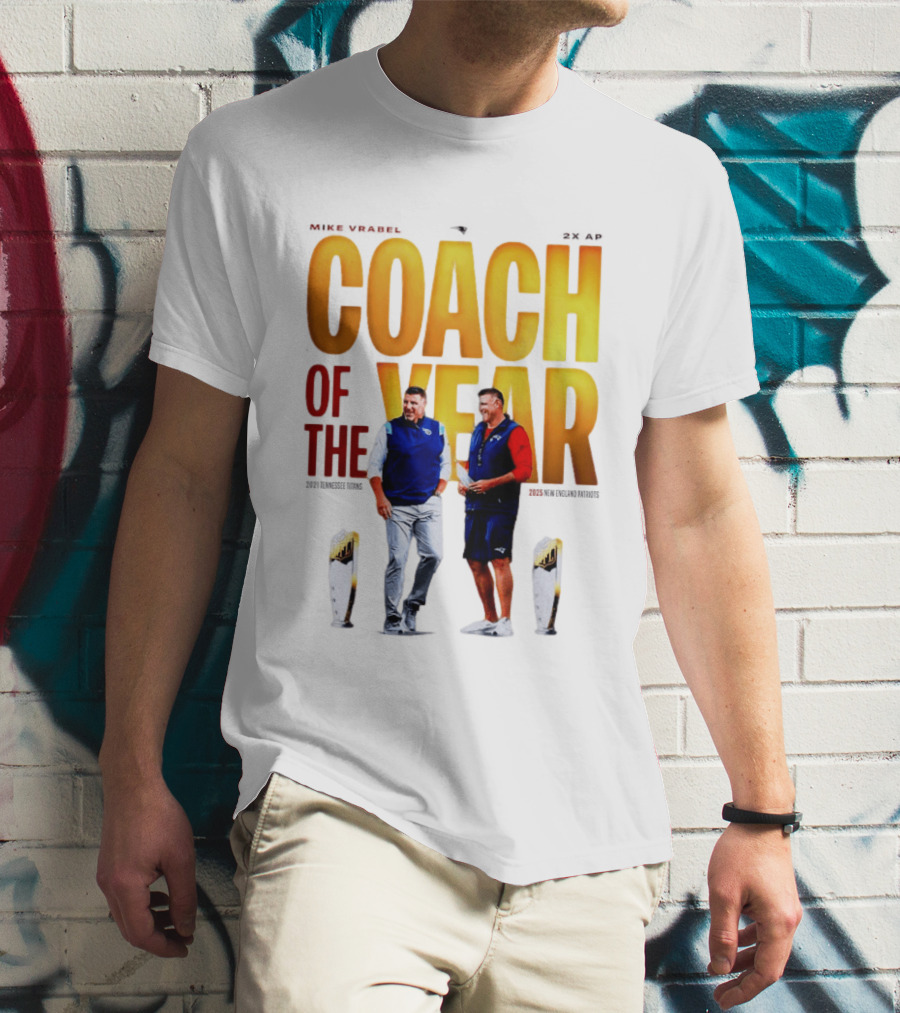 Mike Vrabel Coach Of The Year Highlight With Trophy T-Shirt