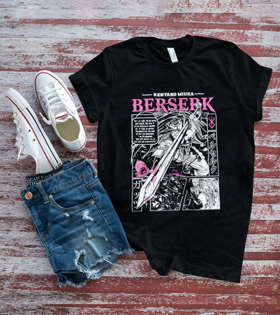 Kentaro Miura Berserk Manga Panel Warrior Sword T-Shirt