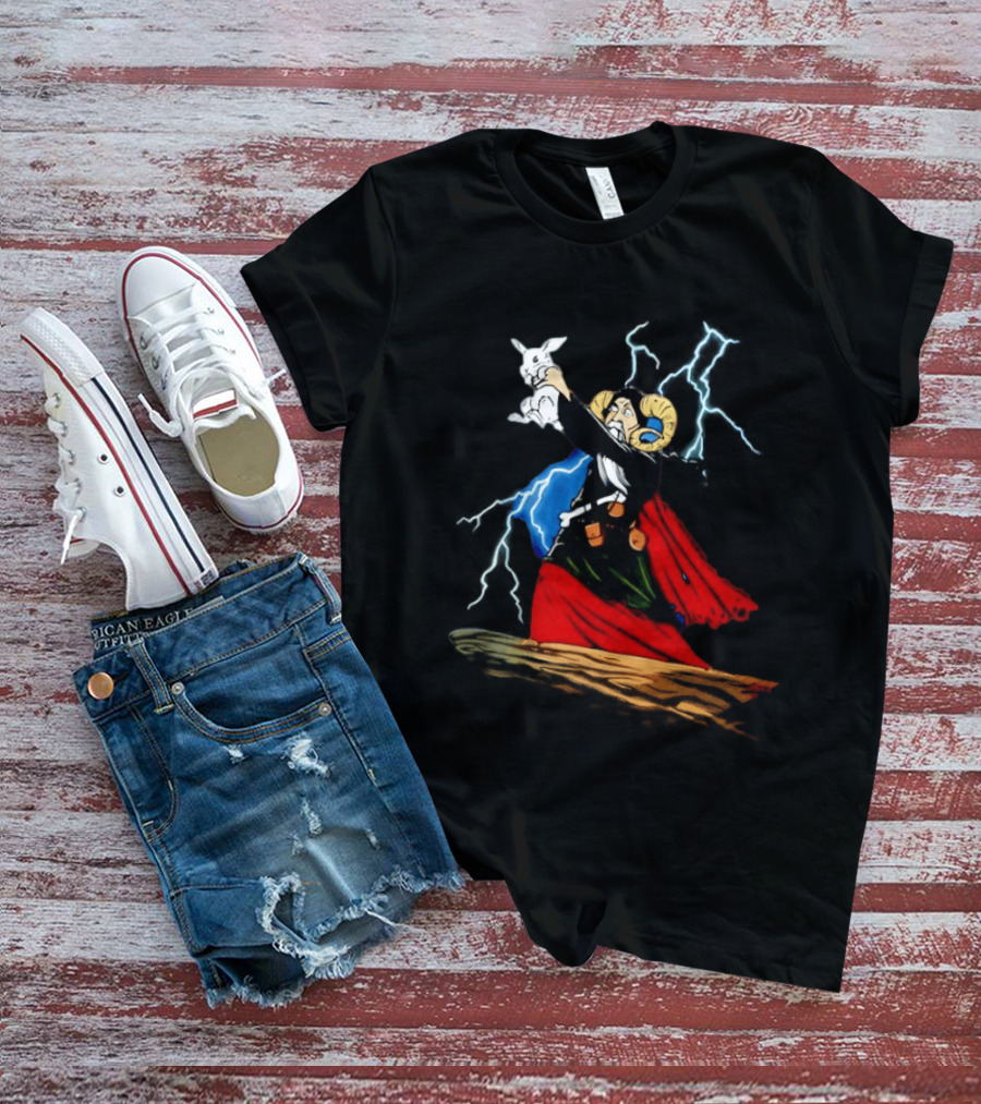 Tim The Enchanter Monty Python Wizard Holding Killer Rabbit Iconic Movie Scene T-Shirt