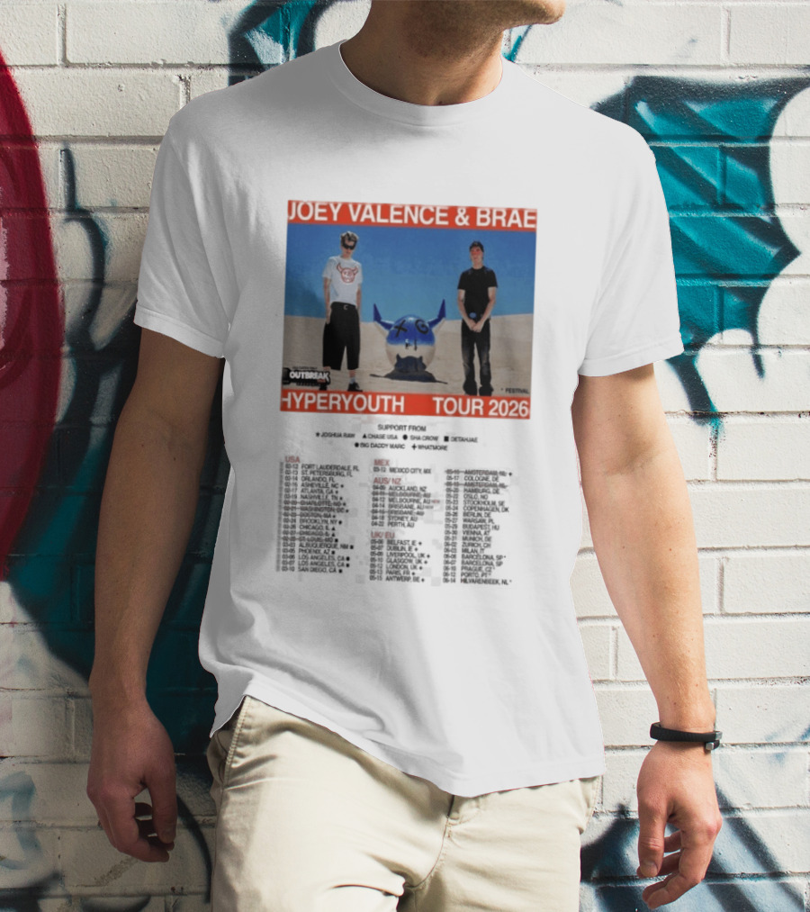 Joey Valence & Brae Hyperyouth Tour 2026 Festival Outbreak T-Shirt