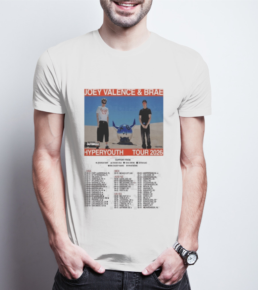 Joey Valence & Brae Hyperyouth Tour 2026 Festival Outbreak T-Shirt