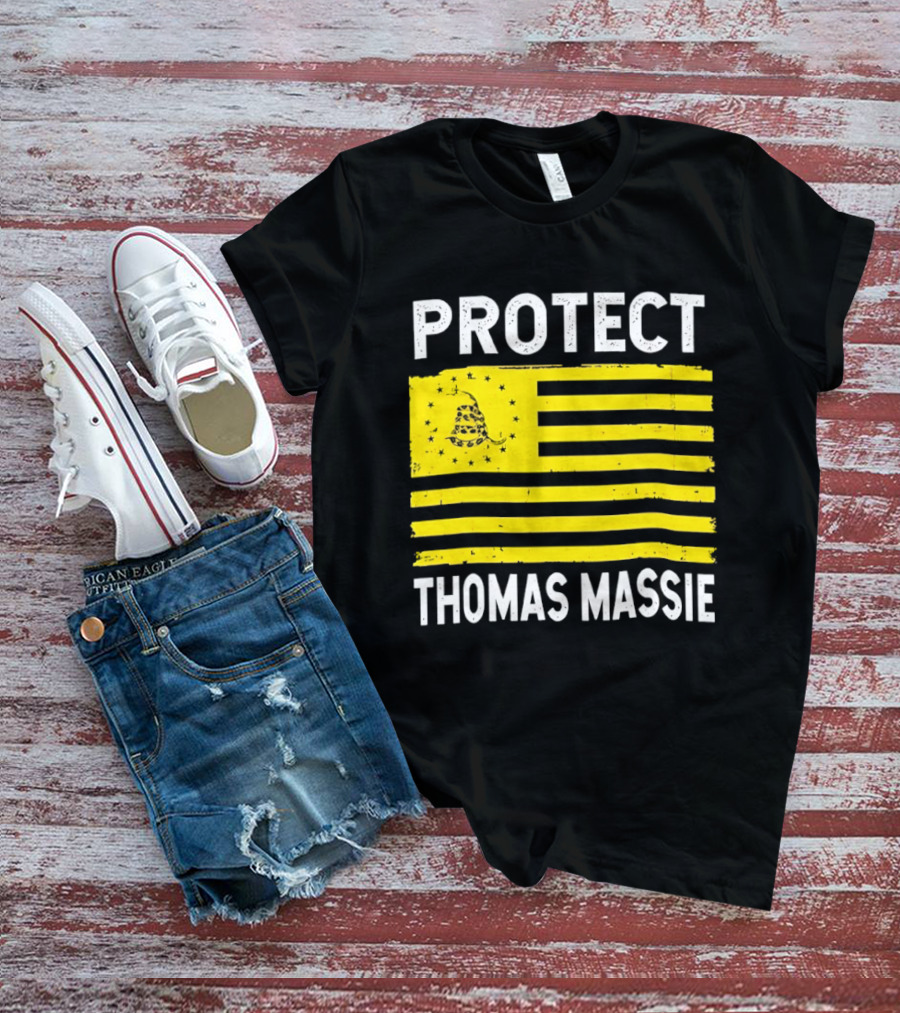 Protect Thomas Massie Gadsden Flag Yellow T-Shirt